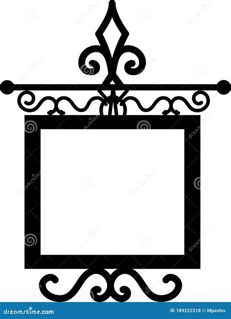 Tavern Sign Metal Frame With Curly Elements Stock Vector