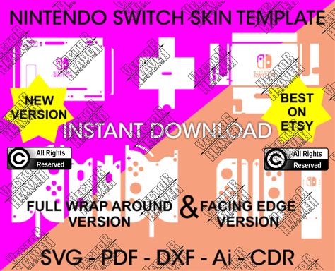 Nintendo Switch Skin Template Decal Sticker Svg Cut File Diy Etsy