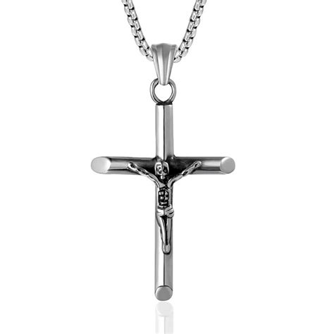 Fine U N Men S Stainless Steel Jesus Christ Crucifix Cross Pendant