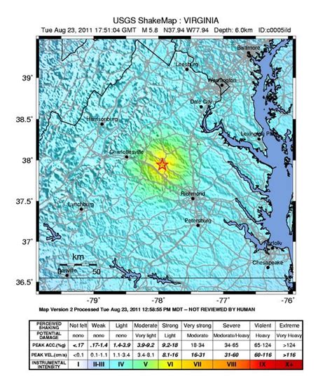 Earthquake map shows epicenter in central Virginia | NJ.com