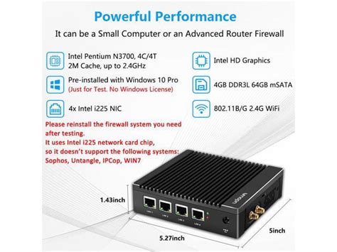 Vnopn Micro Firewall Appliance Intel Gbe Nic Ports Fanless Mini Pc