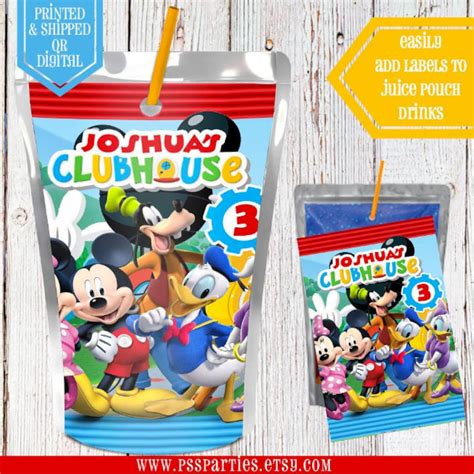 Mickey Mouse Clubhouse Juice Pouch Labels Juice Labels Mickey Mouse