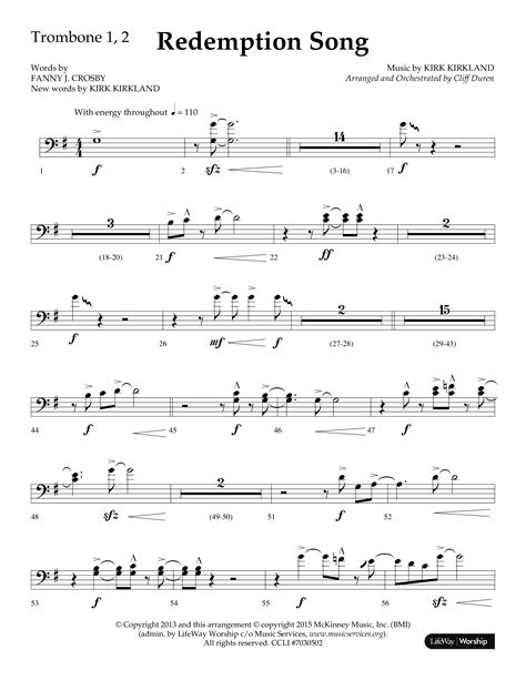 Redemption Song Choral Anthem Satb Trombone Sheet Music Pdf Lifeway