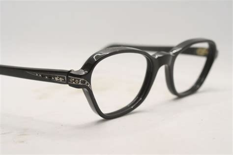 Vintage Black Rhinestone Cat Eye Glasses Eyeglasses Frames 1960 S Etsy