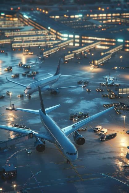 Premium Photo Airport Airplanes Birds Eye View Generative Ai