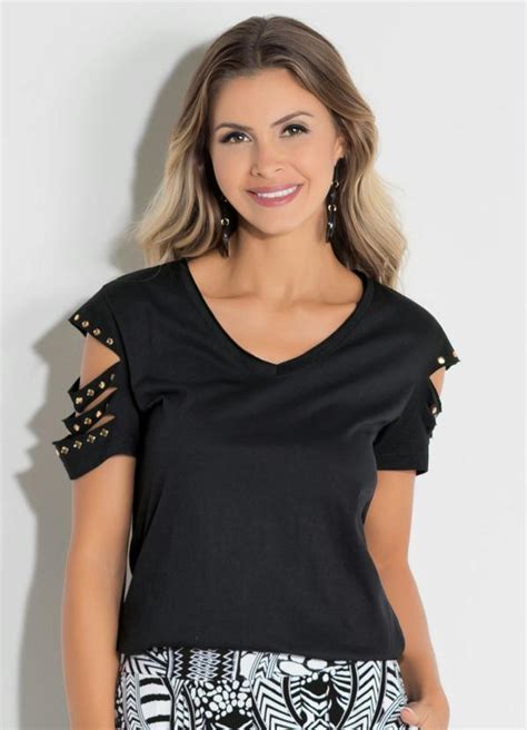 Blusa Quintess Mangas Vazadas Preta Quintess