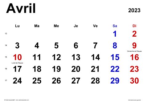 Calendrier Avril 2023 Excel Word Et Pdf Calendarpedia