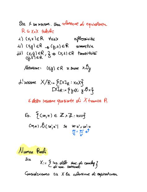 L Insieme Dei Numeri Reali Sia X Uninsieme Una Relazione Di