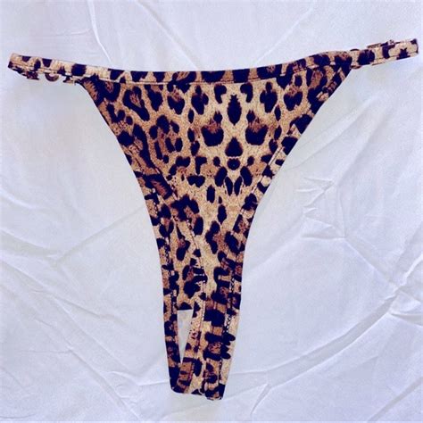 Swim Leopard Print Thong Bikini Set Medium Top Bottom Poshmark