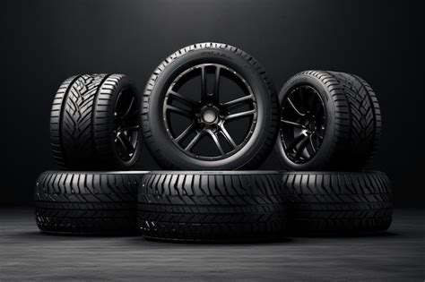 Premium AI Image | set of car wheels with alloy rims and new tires ...