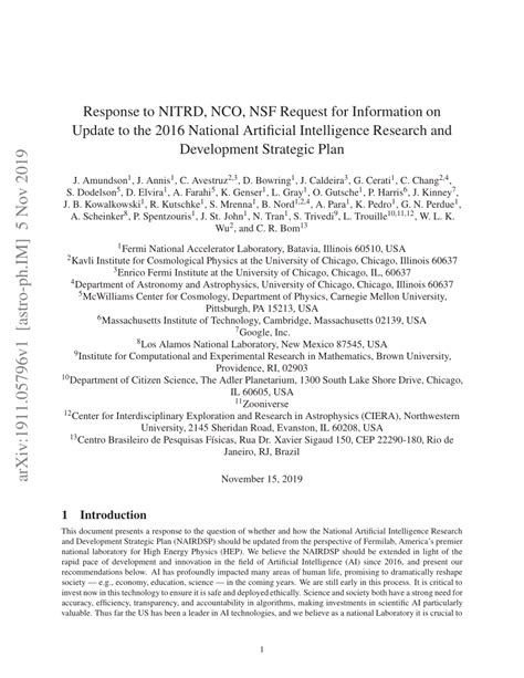 Pdf Response To Nitrd Nco Nsf Request For Information On Update To The 2016 National