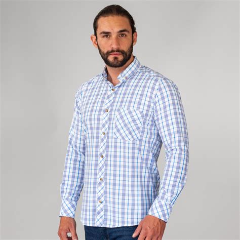 Camisa celeste diseño de cuadros marca Business Casual slim 144143