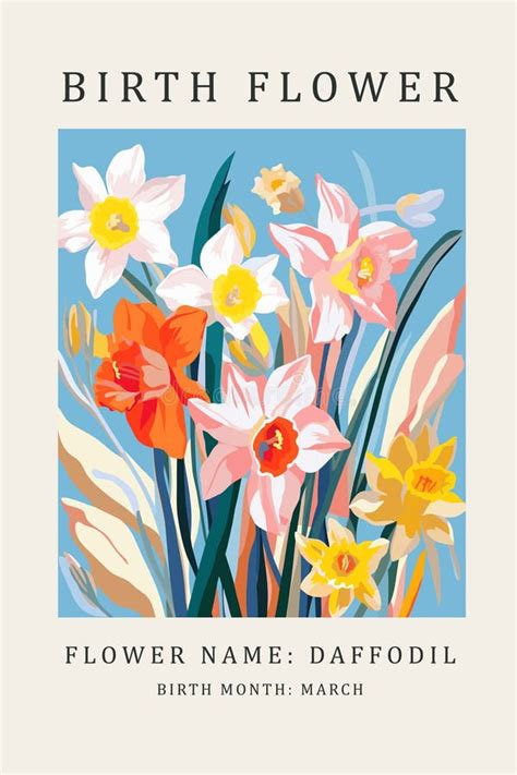 Birth Flower Daffodil, March Birth Month, Flower Market Poster Stock ...