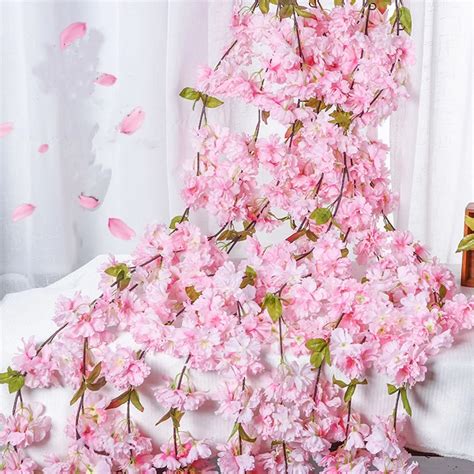 180cm Cherry Blossoms Rattan Sakura Wedding Decoration Vine Artificial