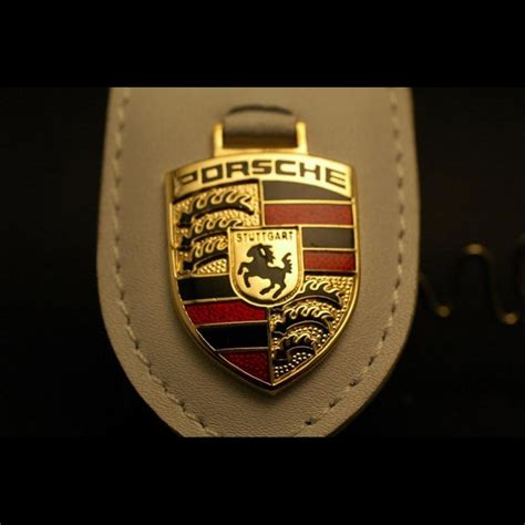 Porsche Crest Keyring White