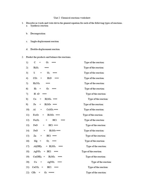 1 Classifying Chemical Reactions Worksheet Pdf Oxide Sulfate