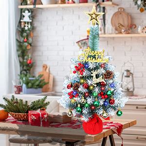 FIMAGO 24 Inch Tabletop Mini Christmas Tree Set Pre Lit Small