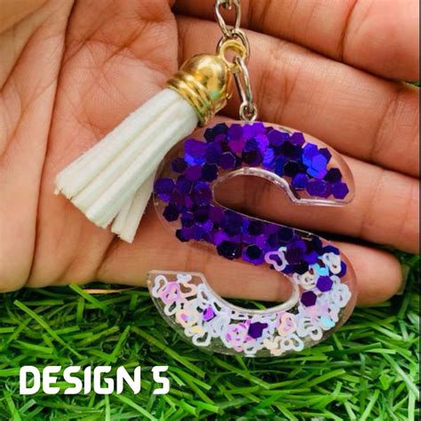 Buy Glitter Resin Initial Letter A Z Keychain With Tassel Blingtastic