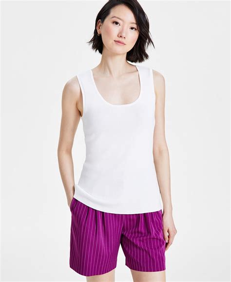 Tahari Asl Womens Scoop Neck Sleeveless Top Macys