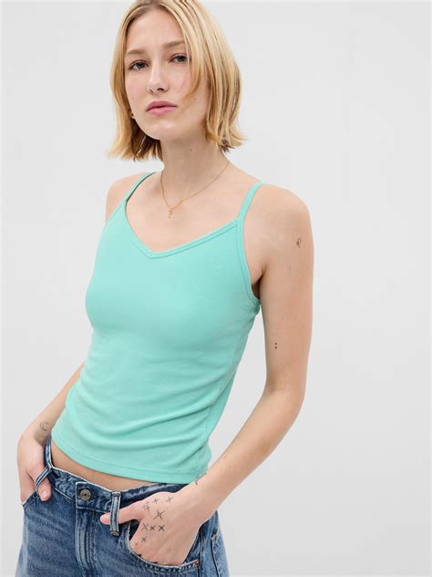 Mini Rib Cropped Tank Top With Shelf Bra Gap