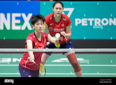 Chinas Zheng Yu Left And Her Teammate Zhang Shu Xian Play Against