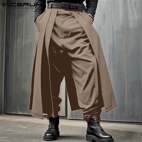 INCERUN Pantalones Irregulares De Pierna Ancha Para Hombre Ropa De