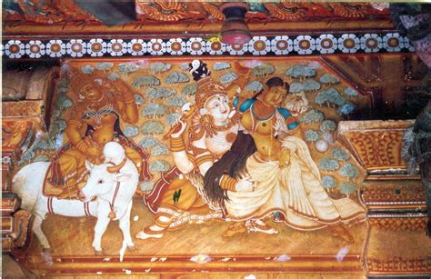 Shiva Parvati And Mohini Vishnus Feminine Avatar Kerala Mural