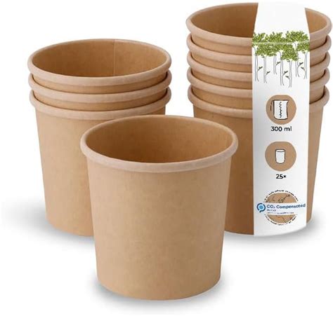 Biozoyg Organic Food Cups Paper Cups Kraft Cups Brown I Compostable Cup