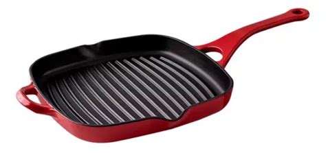 Frigideira Grill Panela Ferro Fundido Vermelho Grelhar 1l MercadoLivre