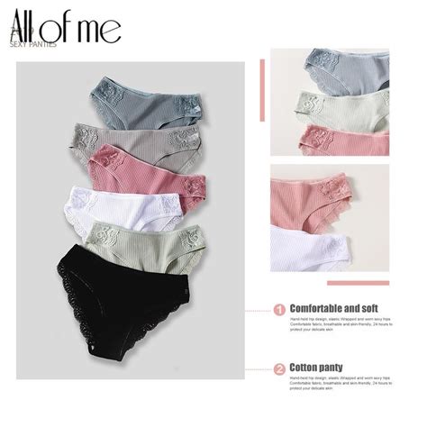 All Of Me M Xxl 3pcs Cotton Underwear Womens Panties Set Comfort Underpants Floral Lace Briefs