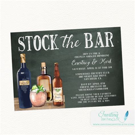 Stock The Bar Invitation For A Couples Shower Wedding Shower Engagement Party Or Housewarming