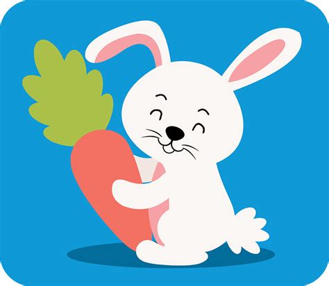 Rabbit Clipart Cartoon Rabbit Holding A Carrot In Its Paws