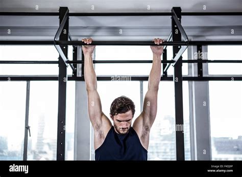 Fit Man Doing Pull Ups Stock Photo Alamy