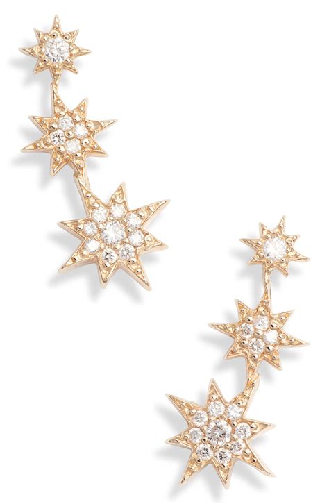 Anzie North Star Diamond Ear Crawlers Gold Diamond Editorialist