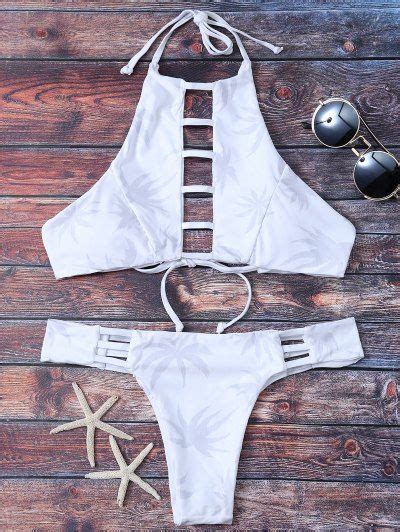 Halter Ladder Cutout Bikini Psychedelic Monk Bikinis Swimsuits Hot