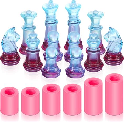 6 Pieces Chess Silicone Mold 3D International Chess Pieces Resin Mold