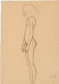 Klimt Gustav Standing Nude Girl In Profile Facing Left