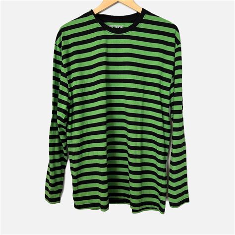 Hot Topic Green And Black Striped Long Sleeve T Shirt Depop