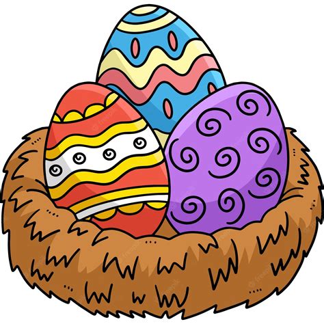 Premium Vector Easter Eggs In Nest Cartoon Colored Clipart