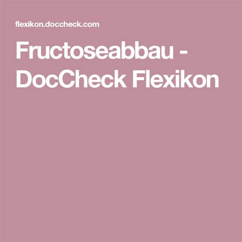 Fructoseabbau DocCheck Flexikon Gewebe Binden