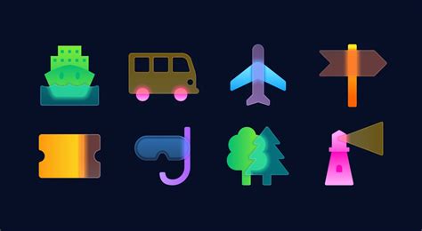 Inspirational ideas for travel icons and how to use them in design