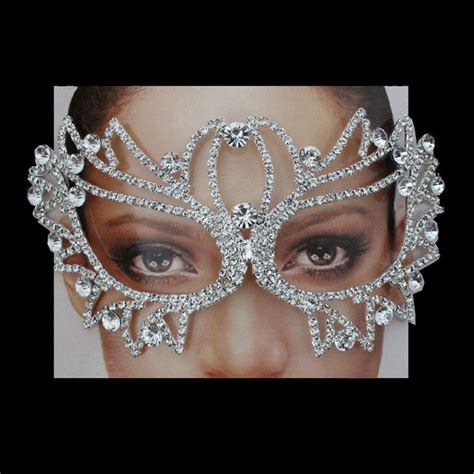 Silver Color AB Rhinestone Crystal Masquerade Mask Mardi Gras Party