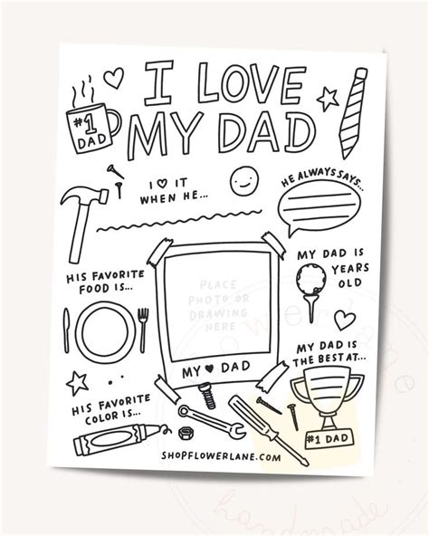 Fathers Day All About Dad Printable Questionnaire For Kids Greeting