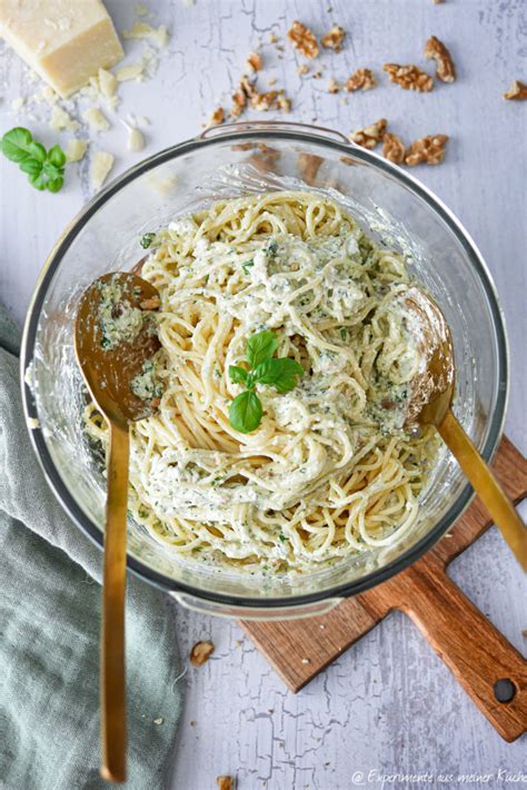 Pasta Mit H Ttenk Se Walnuss Pesto Experimente Aus Meiner K Che