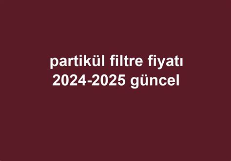 Partikül Filtre Fiyatı 2024 2025 Güncel Telefon Haber