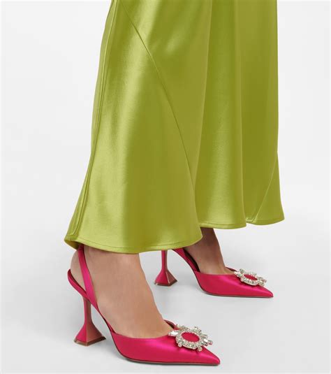 Begum Embellished Satin Slingback Pumps In Pink Amina Muaddi Mytheresa