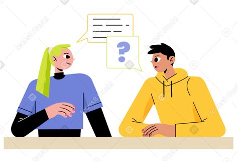 Man and woman talking Illustration in PNG, SVG