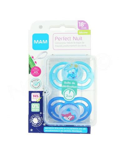 Mam Perfect Nuit Sucette M Silicone Dento Flex Boite X Sucettes