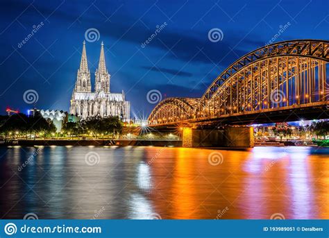 Cologne Cathedral And Hohenzollern Bridge Cologne Germany At Night