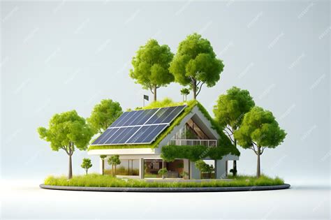 Premium Ai Image 3d Modern House With Sun Panels Energy On The Roof Innovation Sustainable